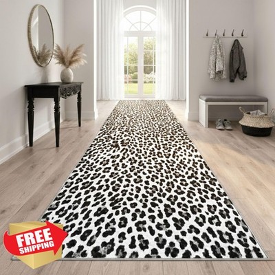 Ottomanson Rug 1'10''x26' Leopard Black White 22'' Wide