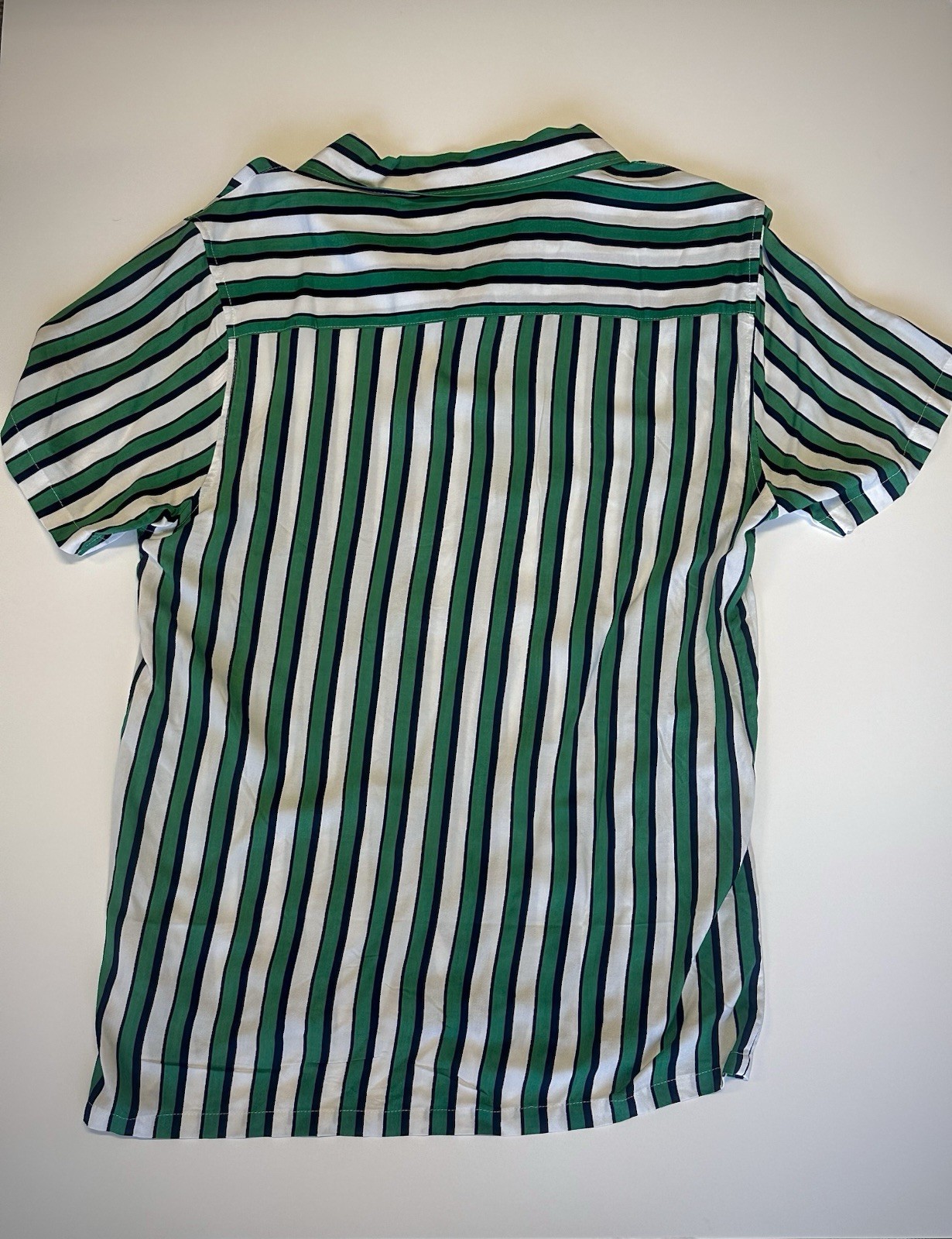 THREADBARE GREEN WHITE BLACK Striped Button Up Sh… - image 2
