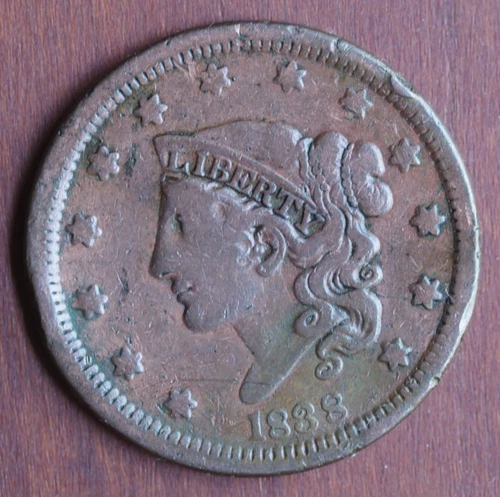 Photo of a 1838-P Large Cent from an eBay listing that sold on Jul 19, 2026