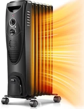 Portable Electric Radiator Heater, Oil Filled with 3 Heat Settings, Adjustable