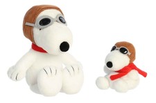 Aurora 2 Pc Peanuts Beagle Flying Ace Snoopy Bundle, 5" Palm Pal and 12" Plush