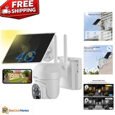 Solar-Powered 360  Live View Camera with 2K Color Night Vision  Alerts