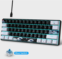 60% Compact 61-Key Wired USB-C Mechanical Backlit Keyboard Black/White Wave