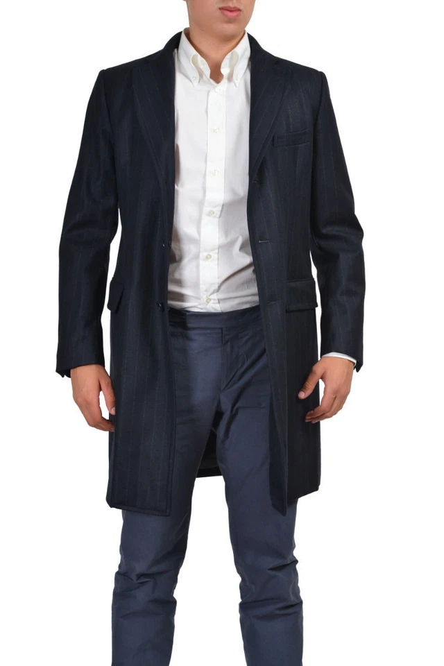 $1050 Ballantyne Blue 100% Wool Three Button Coat US S M L XL 2XL - Image 2 of 4