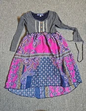 Truly Mr Girls Striped lined Bohemian High Low Dress Size 5