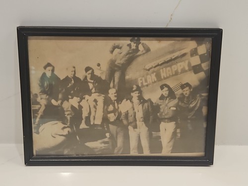 Flak Happy Nose Art Boeing B-17F Group of Pilots- Black & White 5x7" Photo