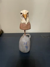 Vickie Smyers Original Folk Art Primitive Crock Statue Stoneware Eagle Head