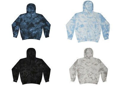 Tie Dye Crystal Hoodies, Adult Kids 80% Cotton, L/S, Pockets No Zipper 