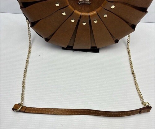 Cartera Bandolera Pratesi Firenze Coñac Cuero Italiano Abanico - Imagen 3 de 7