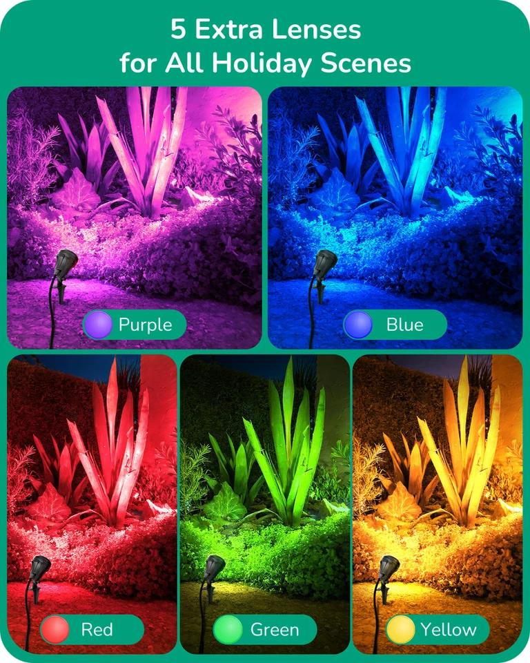 Наружный прожектор EDISHINE 120 В, 5 дополнительных цветных линз, 4,8 Вт 5000K штепсельная вилка - Изображение 2 из 4