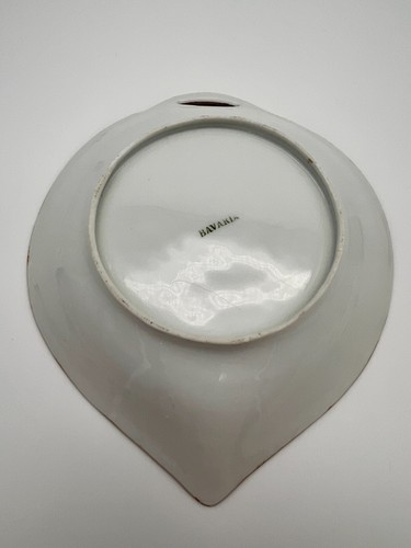 ANTIQUE Lusterware Gravy Sauce Boat Under plate Forget Me Not Bavaria Gold Rim - Picture 6 of 16
