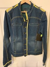 Vintage Marithe Francois Girbaud Womens Sz Xl Blue Green Jacket Button Rare