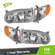 Wcorner Headlight Housing Projector Pair Fit For Toyota Corolla 2001 2002