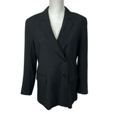 Madewell Blazer Jacket Black Women's S ElYNF Drop Shoulder 2-Button Lined New