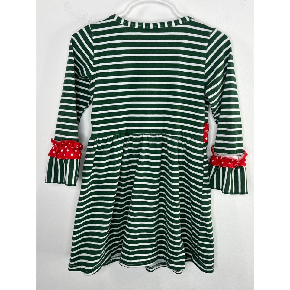 Baby Girls Dress 3T Kids Christmas Holiday Gingerbread Man Winter Green Striped - Image 2 of 4