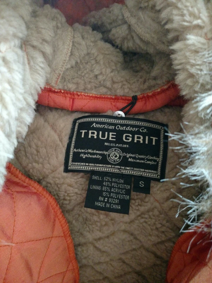 Chaleco con capucha American Outfitter True Grit talla S naranja con piel sintética Foto 3 de 4