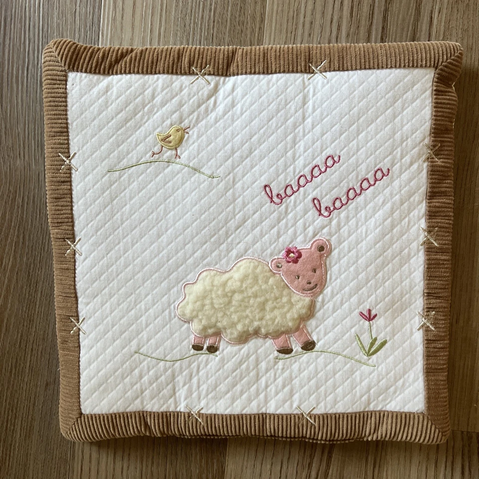 Juego de 2 colgantes de pared suaves SumerSault ovejas 12" x 12" Baaa blanco rosa polka Foto 3 de 4