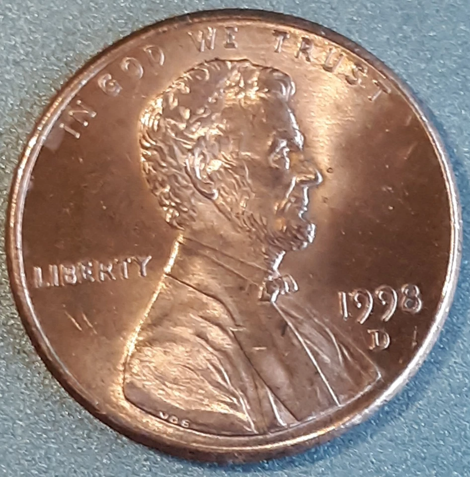 1998-1 D Lincoln 1C Errors Obv & Rev: 3 instead S in Trust - Double Die - BIE - Image 3 of 4