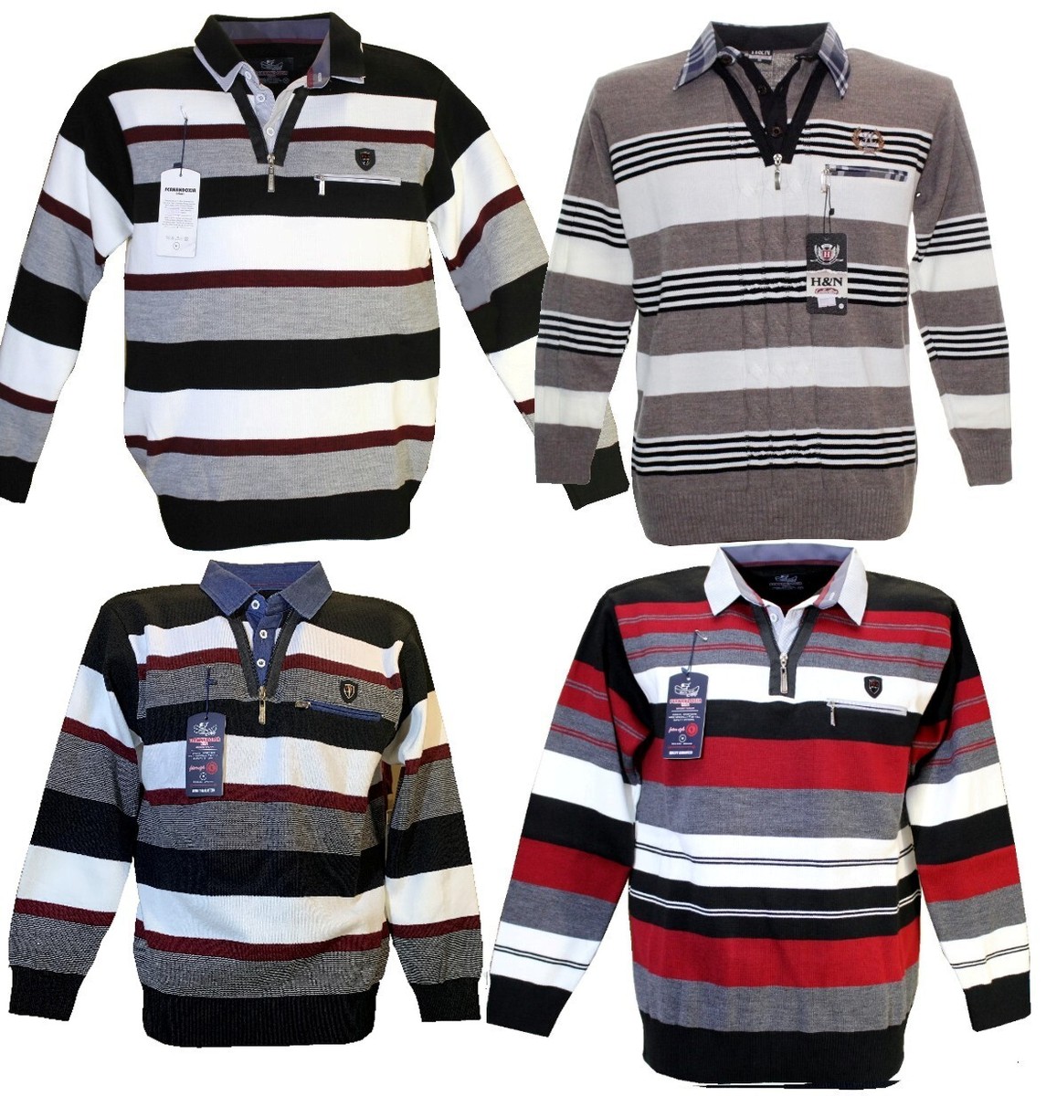 Herren in Optik Pullover, Pullover mit Hemdkragen, Hemd Shirt