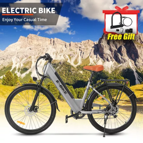 26'' Fat Tire Electric Bike,750W Mountain Bicycle Li-Battery for Adults Ebike