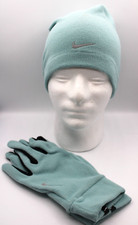 Nike Mens Fleece Beanie Hat Glove Set Mineral/Silver L/XL