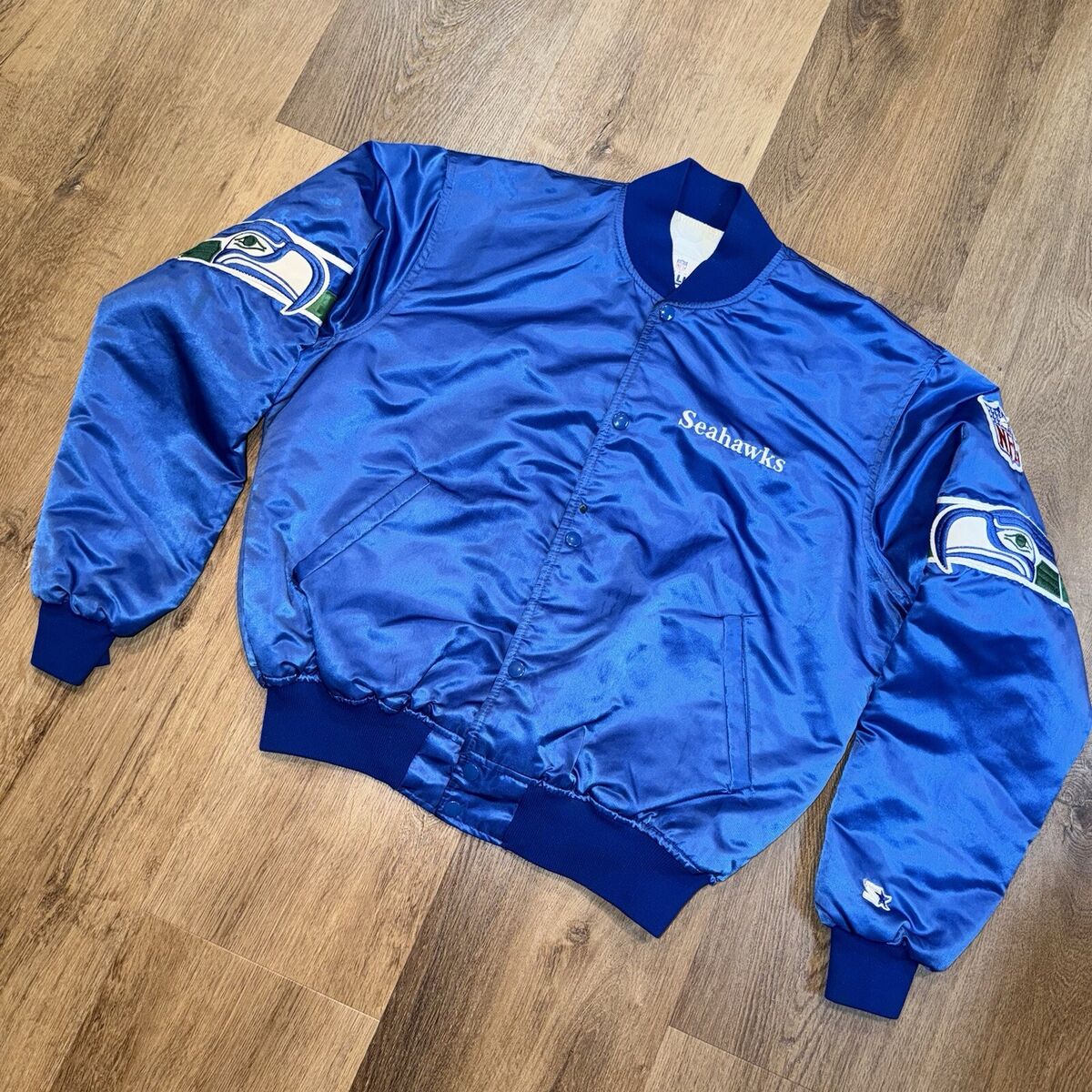 Seattle Seahawks Jacket Starter Bomber Satin Coat Vintage
