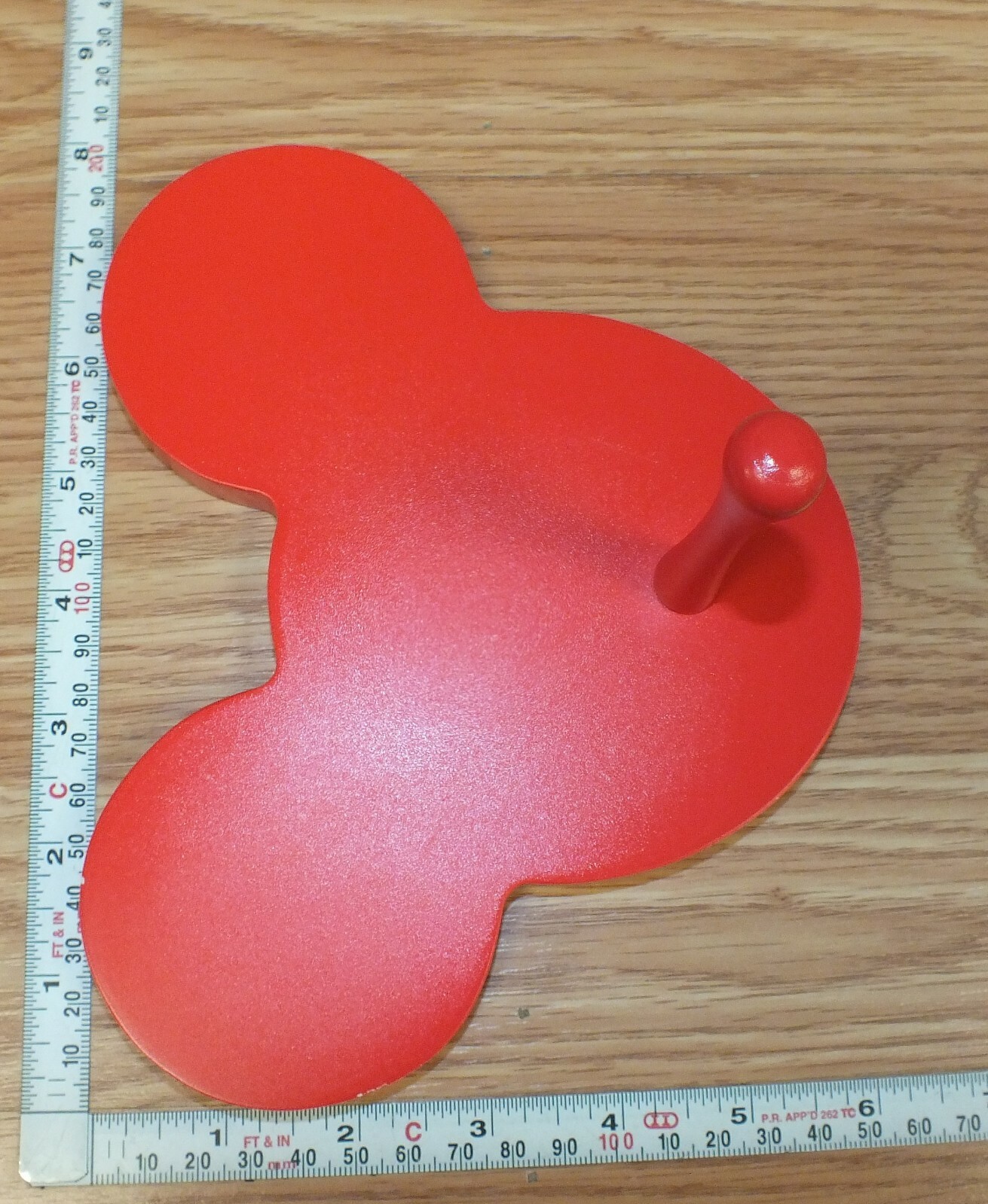 Genuine Disney Red Mickey Mouse Silhouette Head Wooden Towel Hanger / Hook 