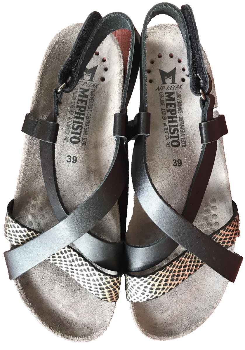 NEW Mephisto Haneta Sling Sandals Size 9 Color Black Waxy Cuba