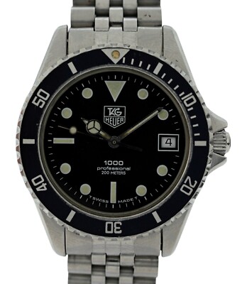 Tag Heuer 37mm Men's 1000 Series Black Dial Dive Watch Jubilee