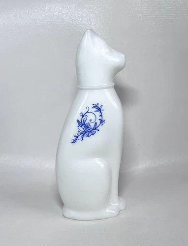 Vintage Avon Ming Cat Bird of Paradise Cologne 6 oz. Milk Glass Bottle Empty
