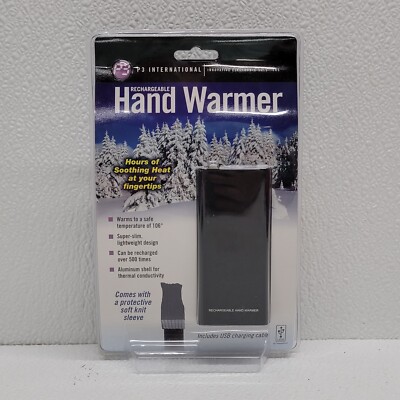 P3 International Rechargeable Hand Warmer Black W/ Sleeve & USB Charging Cable