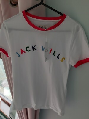 Jack Wills Womens White And Pink Coloured Logo T-Shirt Size
