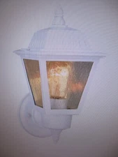Volume Lighting White Hardwired Outdoor Coach Light Sconce with Clear Seed Glass
