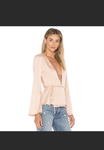 L 'Academie The Eliot Self-Tie Wrap Top sz s