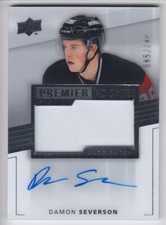 2014-15 UD PREMIER DAMON SEVERSON RC AUTO PATCH 086/299 ROOKIE #95 Devils