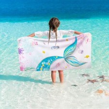 Mermaid Kids Beach Towel - 30 x 60 Microfiber Mermaid Sand Free Towels for