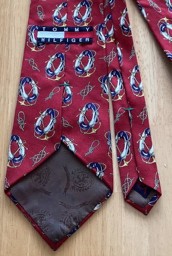 Tommy Hilfiger Red Nautical Designer Silk Men’s Tie - Picture 4 of 4