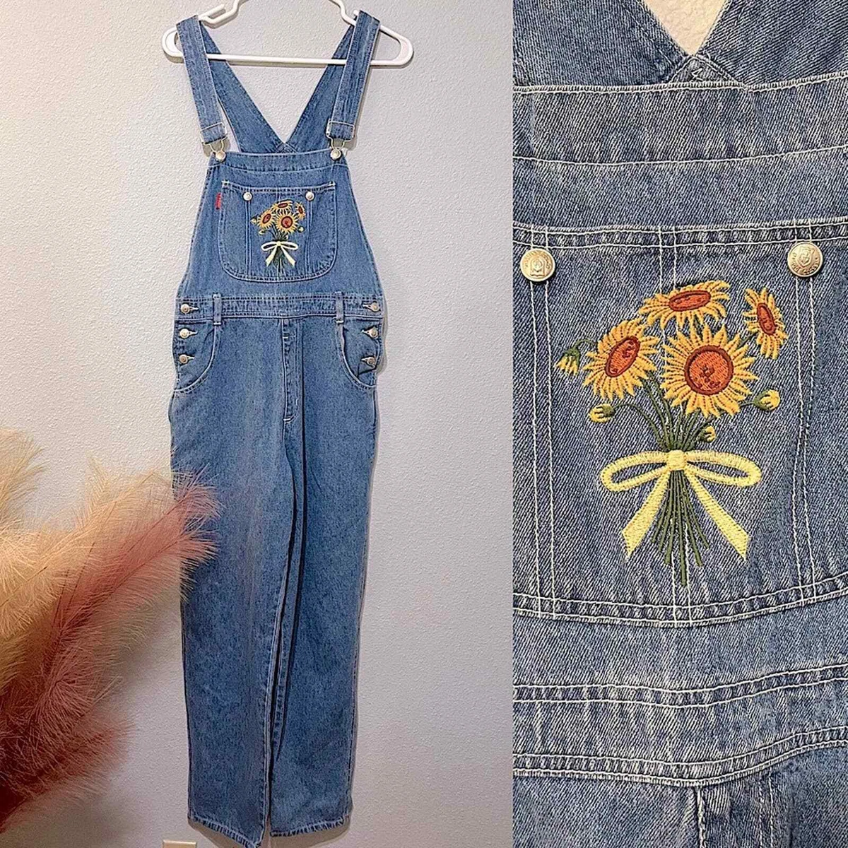 Denim sunflower overalls 2025