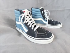 Vans Old Skool Skate Hi Blue Canvas Black Suede White Laces Men’s 6 Sneakers 