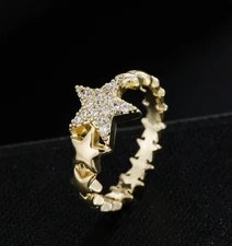 Anillos Sortija Aro Joyeria de Oro 14K Para Mujer Joyeria con Piedras Brillantes