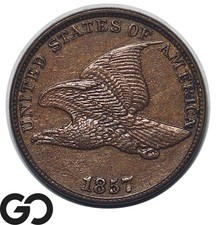1857 Flying Eagle Cent Penny, Hard To Find This Nice, Choice BU++ *Rare in MS*