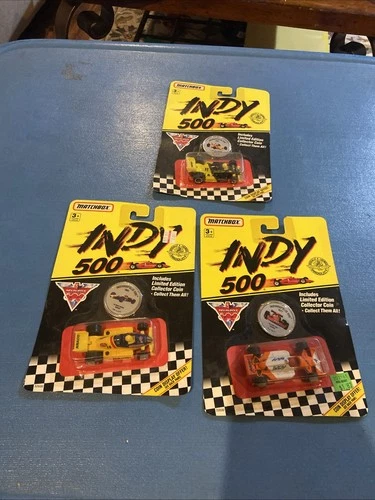 3 Vintage 1990 Matchbox Indy 500 1:64 Die Cast Formula Race Car LOT