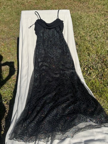 Vintage Harlow Sz 6 Excellent Condition Long Black Sparkle Sheer Overlay - Picture 13 of 13