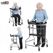 deambulatore per anziani girello ascellare seduta ruote con freni e maniglioni