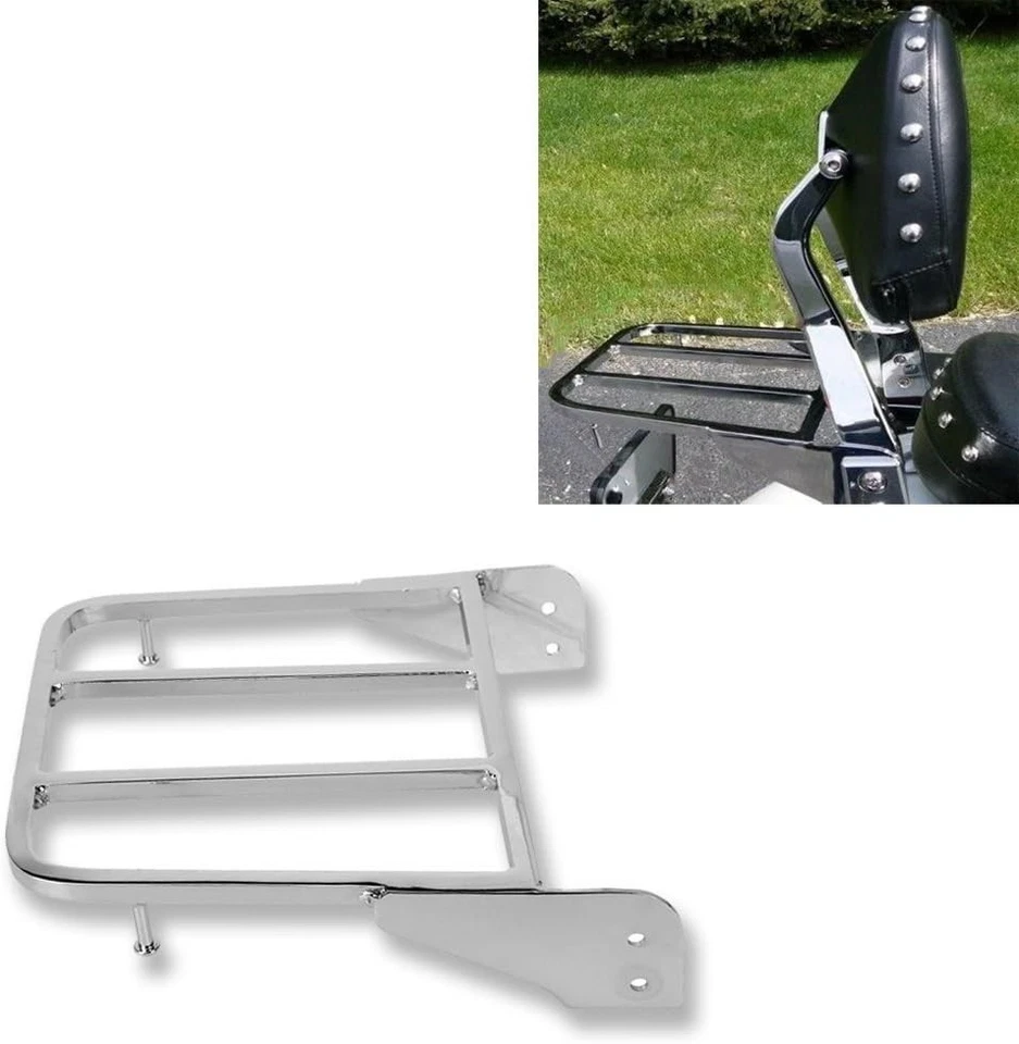 Motorcycle Solo Seat Sissy Bar Rear Luggage Rack Black Steel for Intruder Bou... Foto 3 de 4