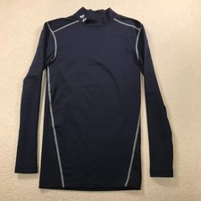 Under Armour Compression Shirt Mens Small Cold Gear Fitted Mock Neck Navy Blue