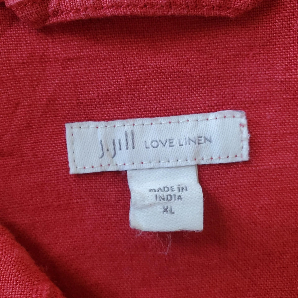 J. Jill Love Linen Jacket Womens XL Red Button Front Shirt Jacket Lightweight - Image 3 of 4