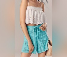 Nwt Farm Rio Crochet Tie Turquoise Shorts Size Small