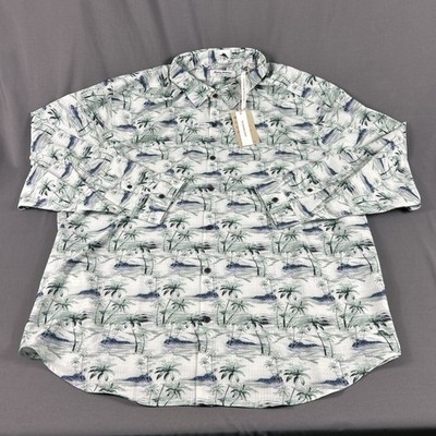 Tommy Bahama Shirt Oceanic Print LS 2XLB Green Polyester Spandex NWT MSRP $148