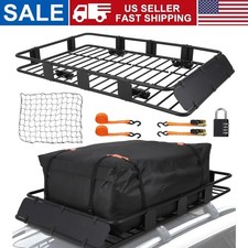64x39 Adjustable Steel Roof Rack Basket With Cargo Bag 200lbs Car Top Carrier 64x39 Adjustable Steel Roof Rack Basket With Cargo Bag 200lbs Car Top Carrier